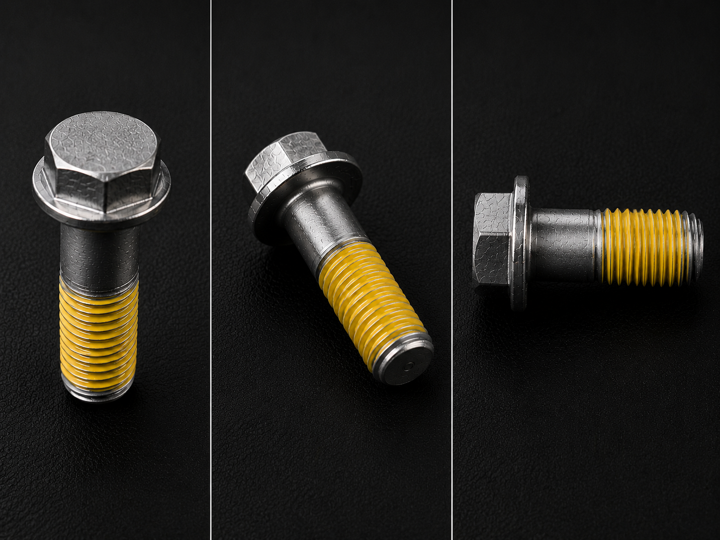 Loctite Dri-Loc 200 Yellow pre-applied thread-locking patches on bolts