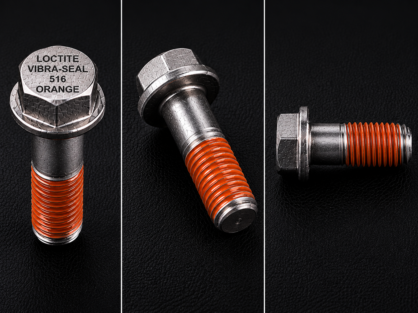 Loctite Vibra-Seal 516 orange thread sealant pre-applied to pipe thread fastener