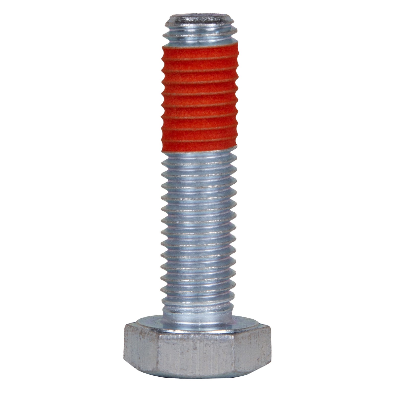 ND Industries 1193S Orange pre-applied microencapsulated thread locker — orange automotive structural adhesive on fastener thread