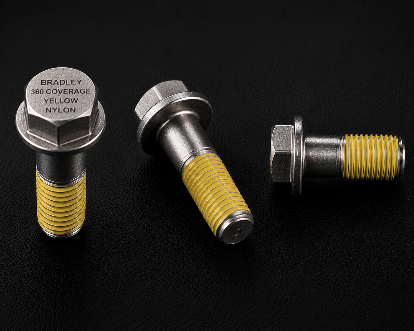 Bradley 360° Yellow Nylon Patch mechanical lock and seal — full-circumference nylon patch fused into fastener thread