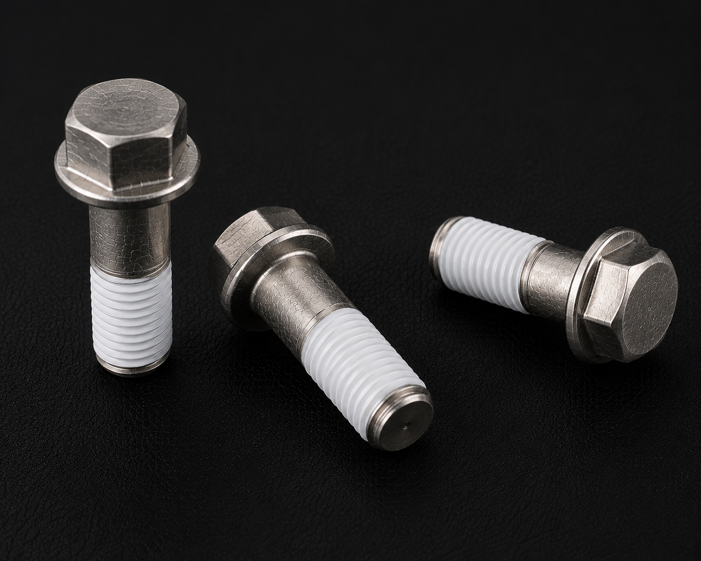 Bradley White Nylon Patch mechanical thread lock — 90/120 degree nylon patch fused into fastener thread