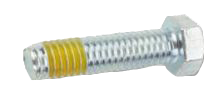 Bradley Nylon Patch mechanical thread locker, white nylon patch on fastener thread, 90° and 360° coverage